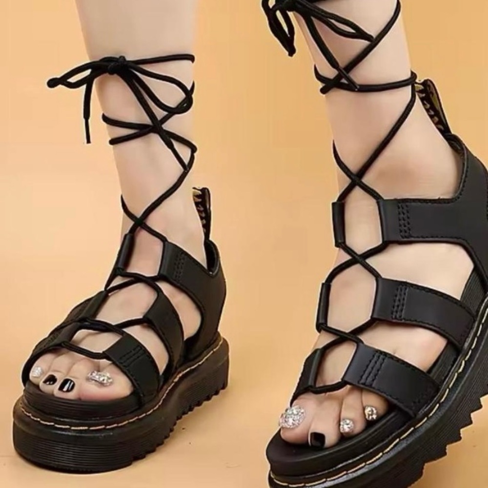 Black Strappy Platform Sandals
